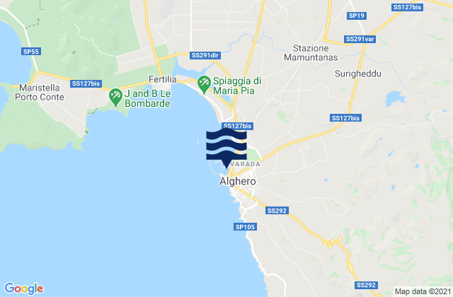 Mappa delle maree di Alghero, Italy