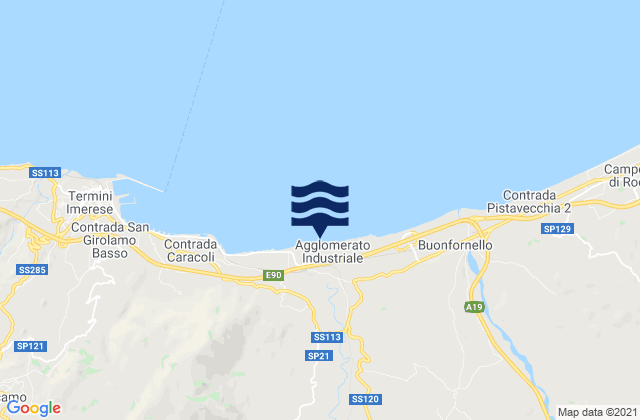 Mappa delle maree di Aliminusa, Italy