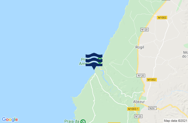 Mappa delle maree di Aljezur, Portugal