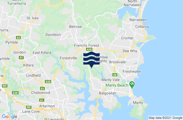 Mappa delle maree di Allambie Heights, Australia