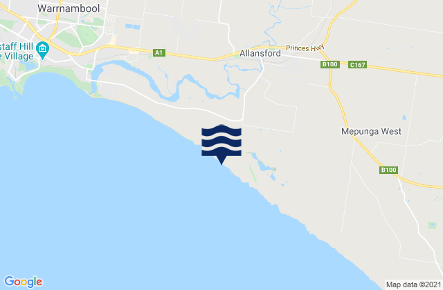 Mappa delle maree di Allansford, Australia