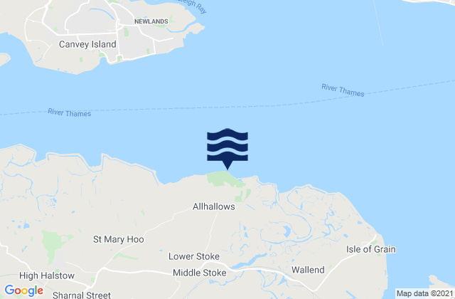 Mappa delle maree di Allhallows Beach, United Kingdom