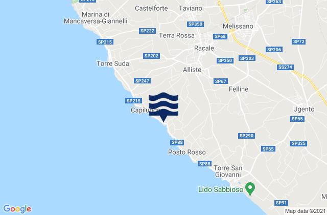 Mappa delle maree di Alliste, Italy