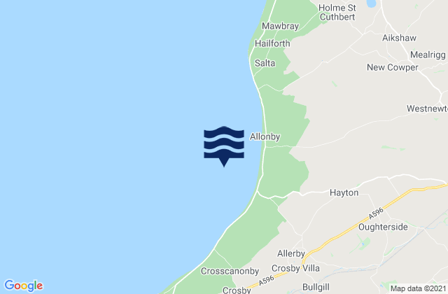 Mappa delle maree di Allonby Bay, United Kingdom