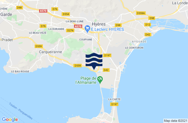 Mappa delle maree di Almanarre, France