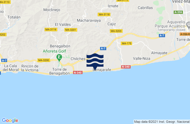 Mappa delle maree di Almáchar, Spain