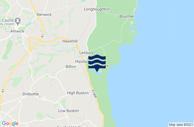 Mappa delle maree di Aln Estuary, United Kingdom