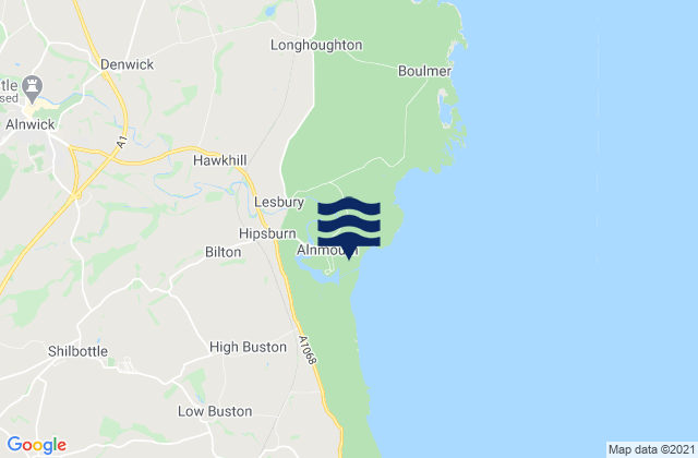 Mappa delle maree di Alnmouth Beach, United Kingdom