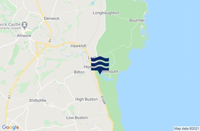Mappa delle maree di Alnwick, United Kingdom