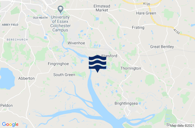 Mappa delle maree di Alresford, United Kingdom