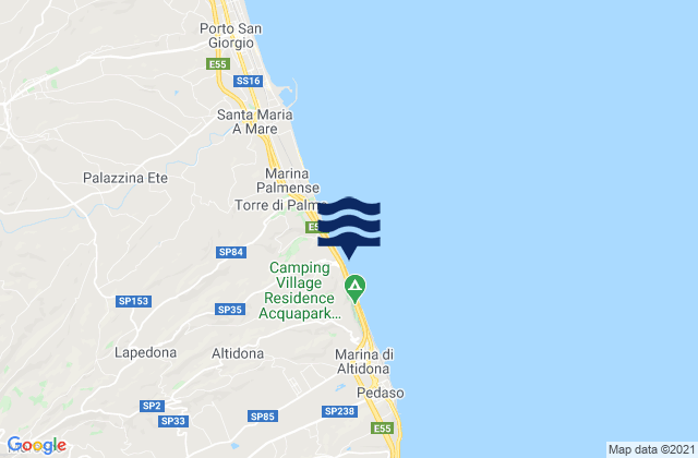 Mappa delle maree di Altidona, Italy