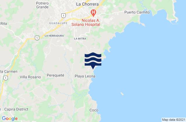 Mappa delle maree di Alto del Espino, Panama