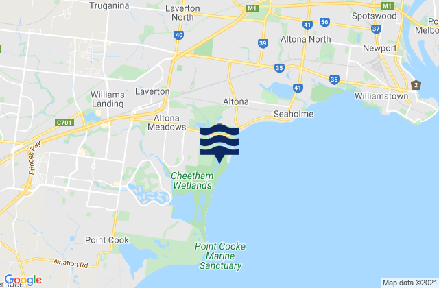 Mappa delle maree di Altona Meadows, Australia