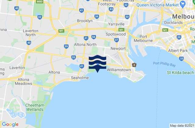 Mappa delle maree di Altona North, Australia