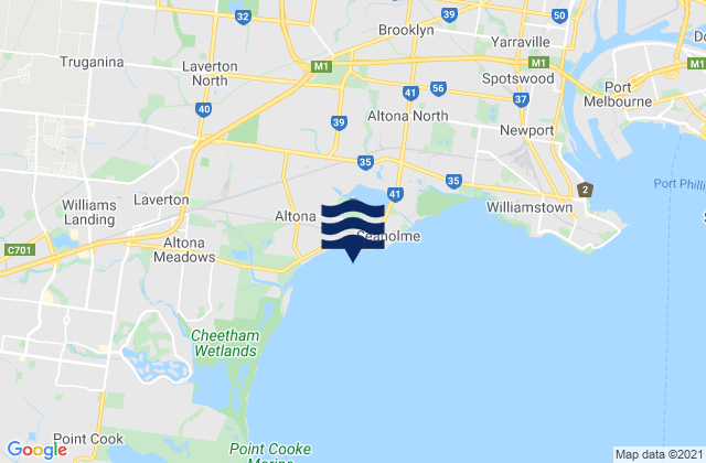 Mappa delle maree di Altona Pier, Australia