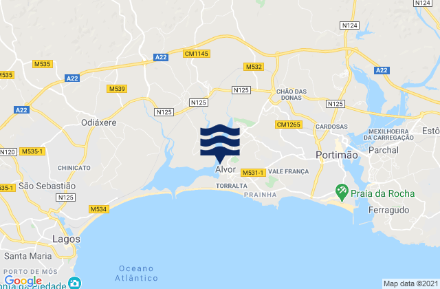 Mappa delle maree di Alvor, Portugal
