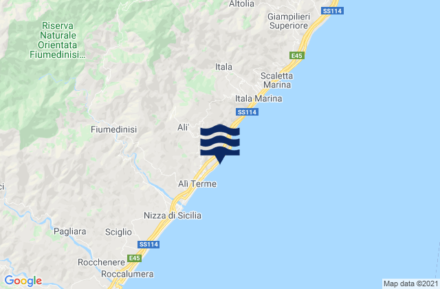 Mappa delle maree di Alì, Italy