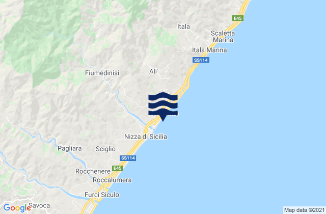 Mappa delle maree di Alì Terme, Italy