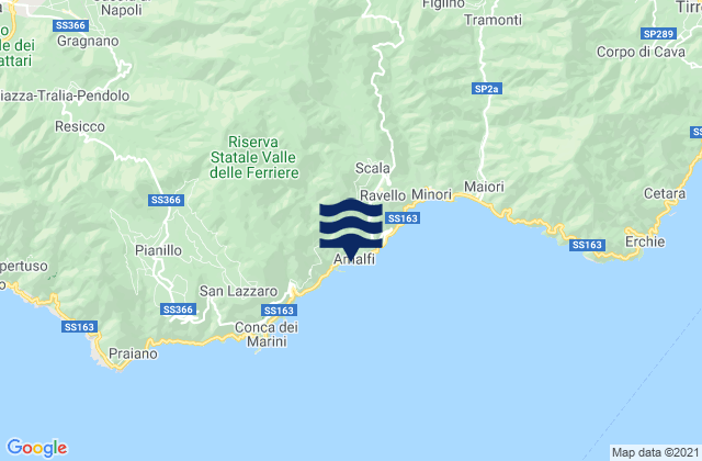 Mappa delle maree di Amalfi, Italy