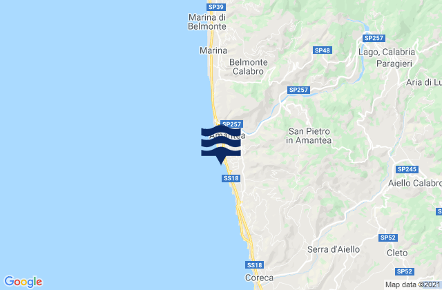 Mappa delle maree di Amantea, Italy