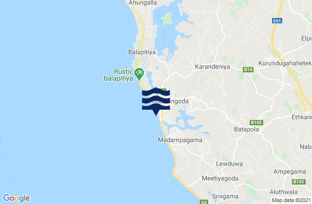 Mappa delle maree di Ambalangoda, Sri Lanka
