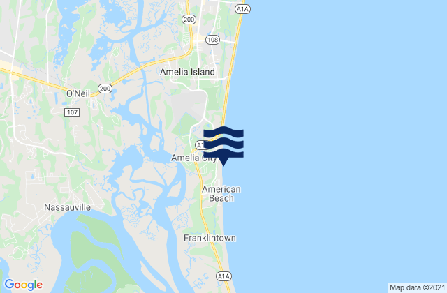 Mappa delle maree di Amelia City South Amelia River, United States