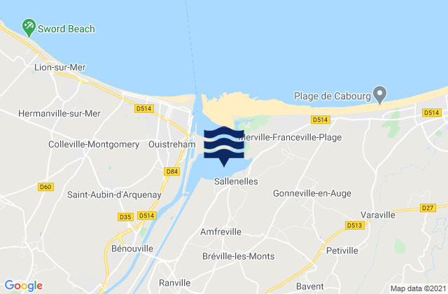 Mappa delle maree di Amfreville, France