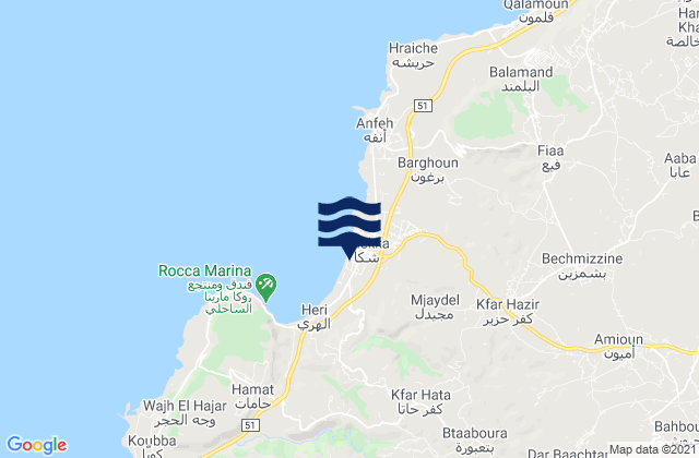 Mappa delle maree di Amioûn, Lebanon
