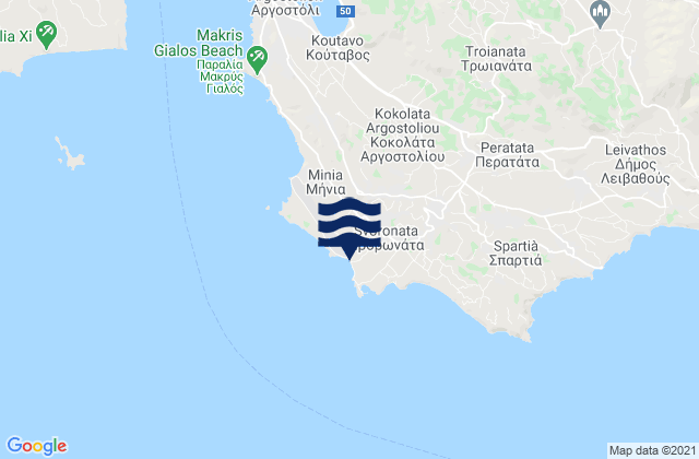Mappa delle maree di Ammes, Greece