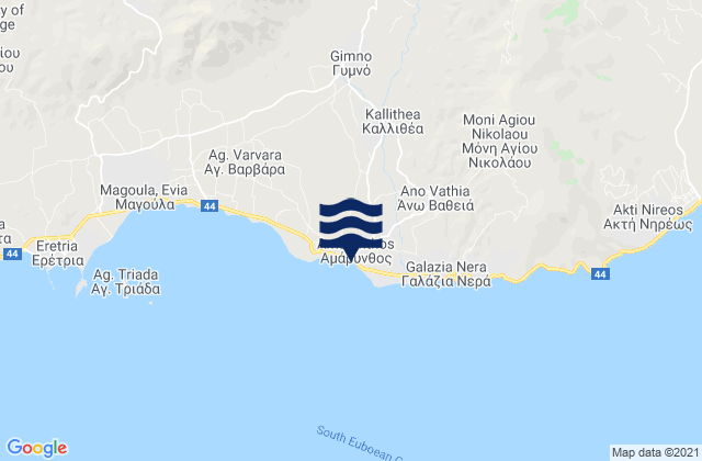 Mappa delle maree di Amárynthos, Greece