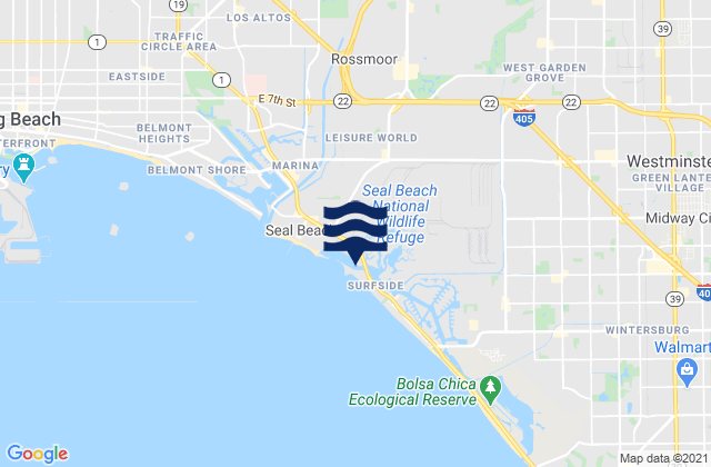 Mappa delle maree di Anaheim Bay, United States