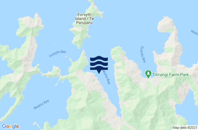 Mappa delle maree di Anakoha Bay, New Zealand