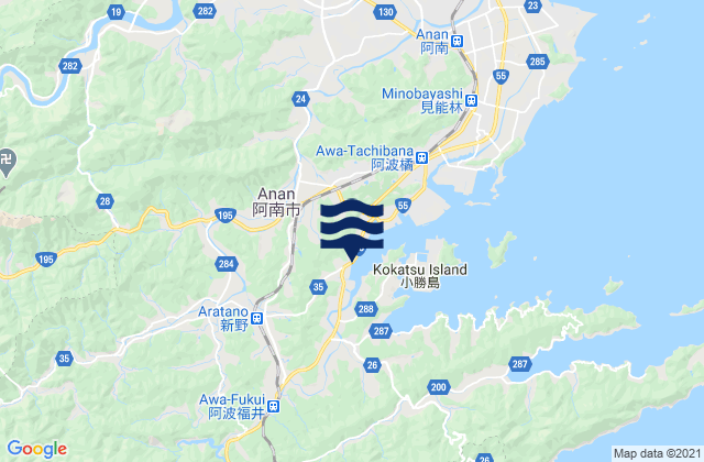 Mappa delle maree di Anan Shi, Japan