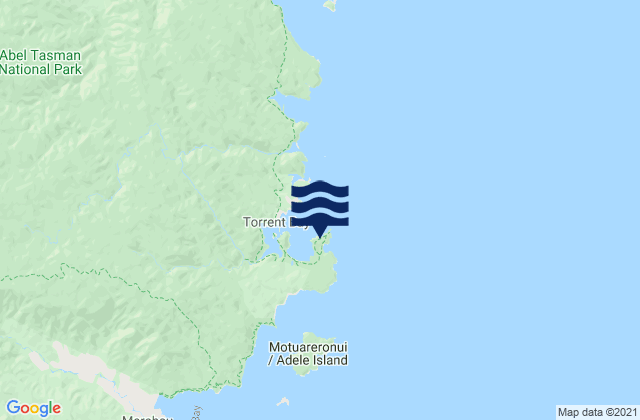 Mappa delle maree di Anapai Bay Abel Tasman, New Zealand