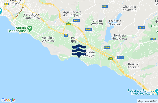 Mappa delle maree di Anaríta, Cyprus