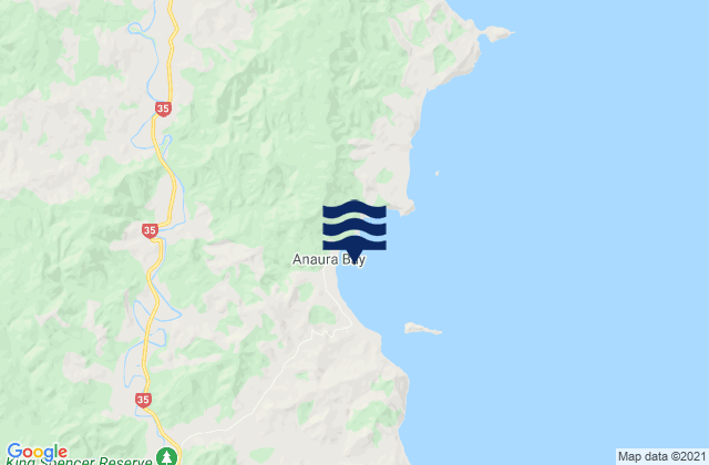 Mappa delle maree di Anaura Bay, New Zealand