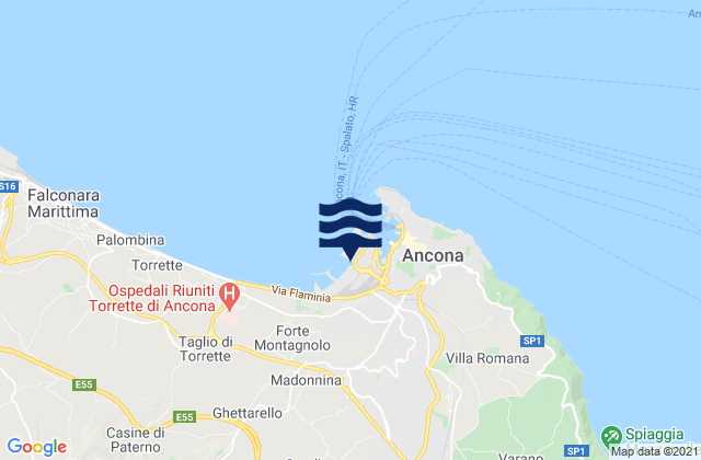 Mappa delle maree di Ancona, Italy