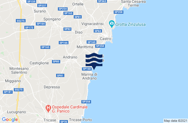 Mappa delle maree di Andrano, Italy