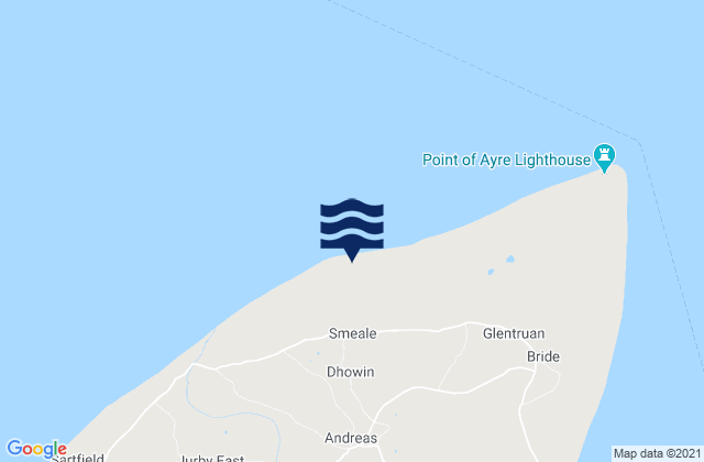 Mappa delle maree di Andreas, Isle of Man