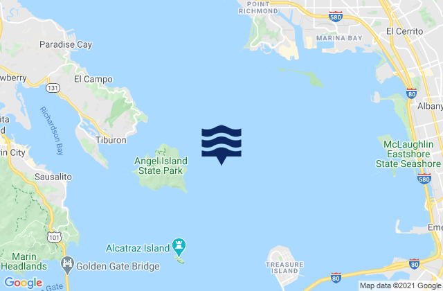 Mappa delle maree di Angel Island 0.75 mile east of, United States