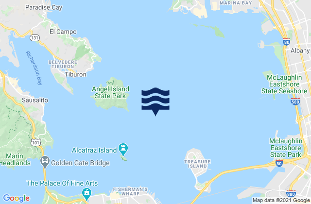 Mappa delle maree di Angel Island .8 mi E, United States