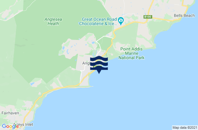 Mappa delle maree di Anglesea Beach, Australia