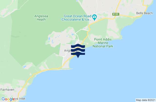 Mappa delle maree di Anglesea, Australia