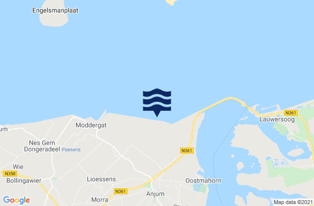 Mappa delle maree di Anjum, Netherlands