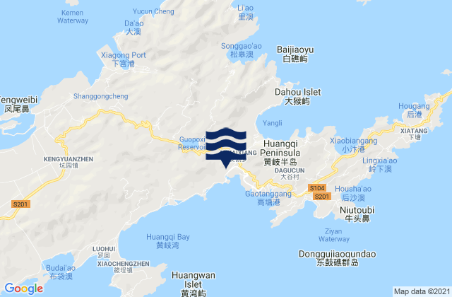 Mappa delle maree di Ankai, China