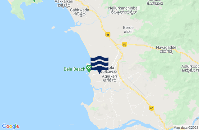 Mappa delle maree di Ankola, India