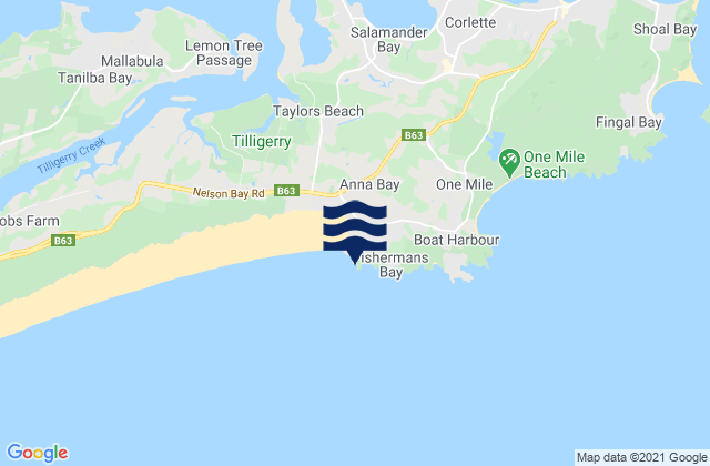 Mappa delle maree di Anna Bay-Morna Point, Australia