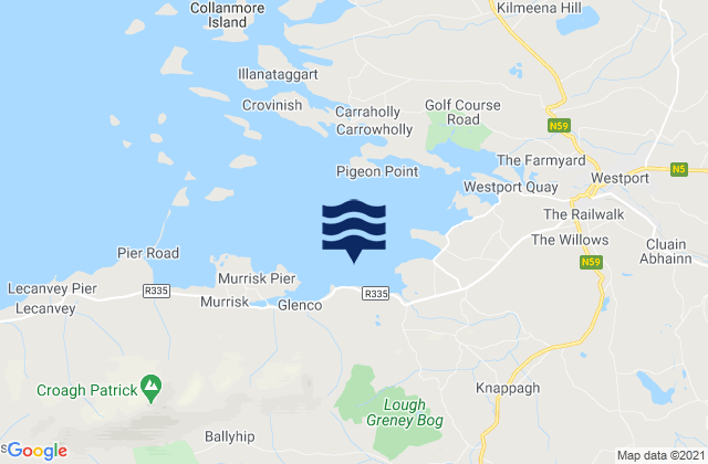 Mappa delle maree di Annagh Island Middle, Ireland
