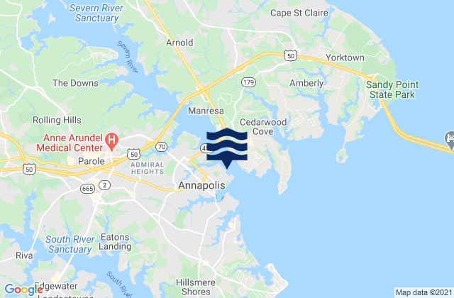 Mappa delle maree di Annapolis (US Naval Academy), United States