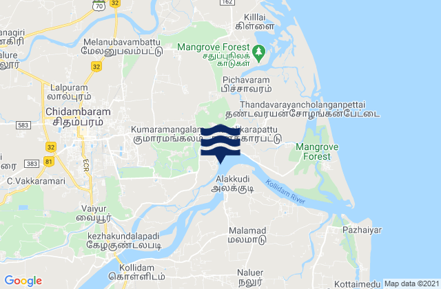 Mappa delle maree di Annāmalainagar, India
